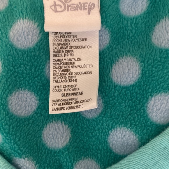 Disney Little Mermaid Fleece Pajama Set Size Large - Picture 7 of 11
